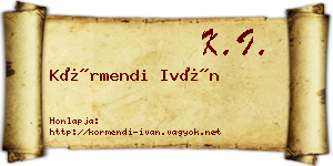 Körmendi Iván névjegykártya