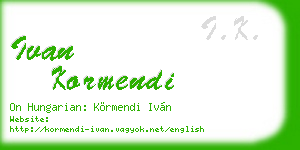 ivan kormendi business card
